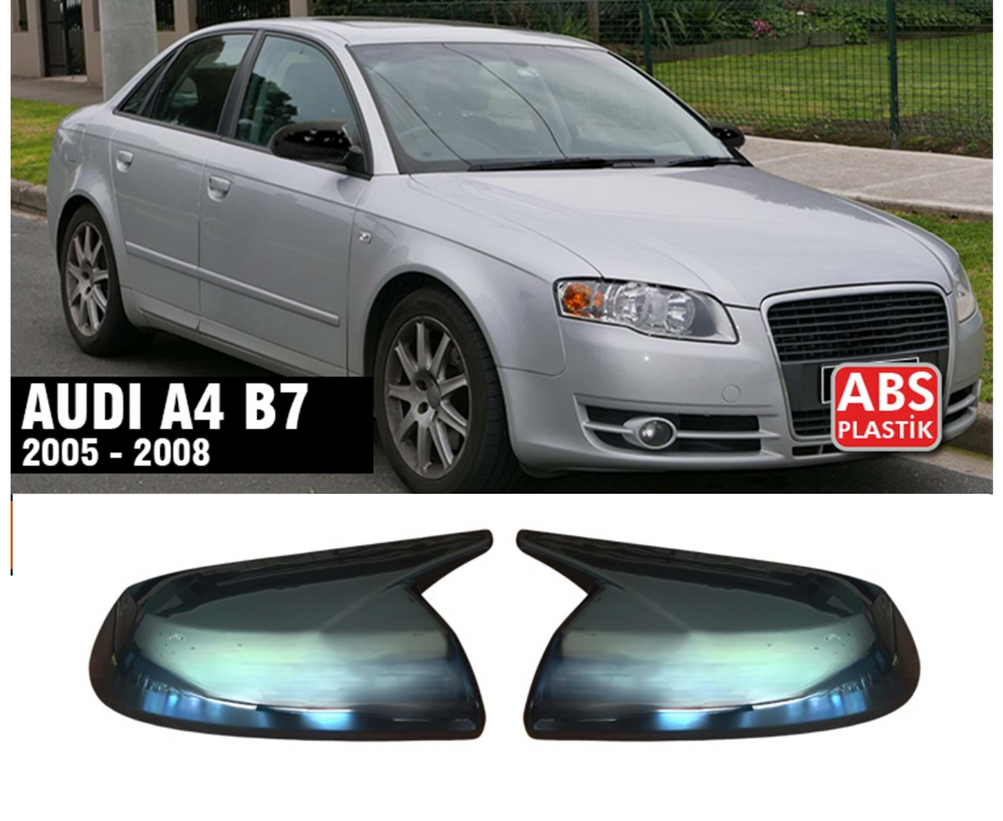 Huse oglindă design BATMAN pentru AUDI A4 B7 2004-2007 - lac negru piano