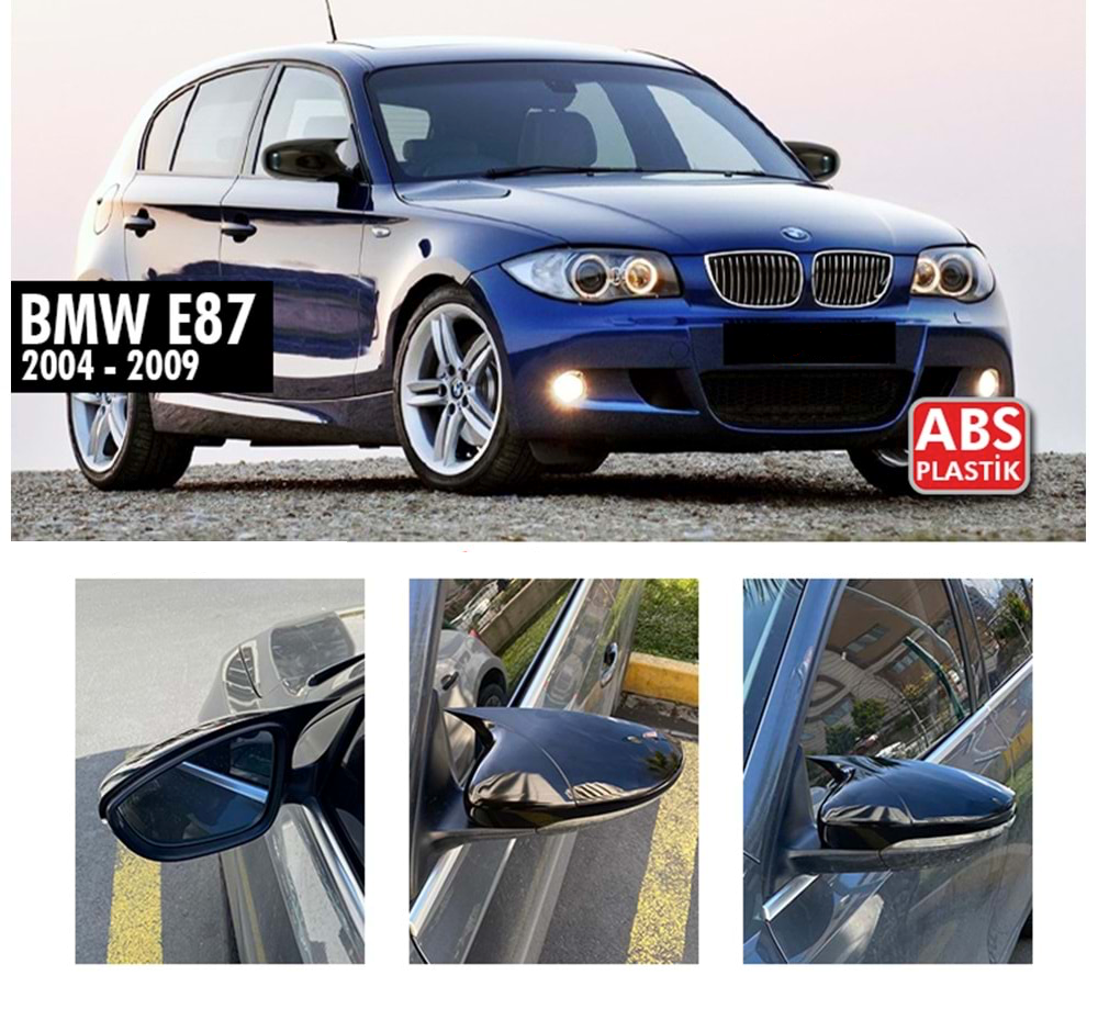 Capace oglinzi design BATMAN pentru BMW Seria 1 E87 2004-2011 - lac negru piano