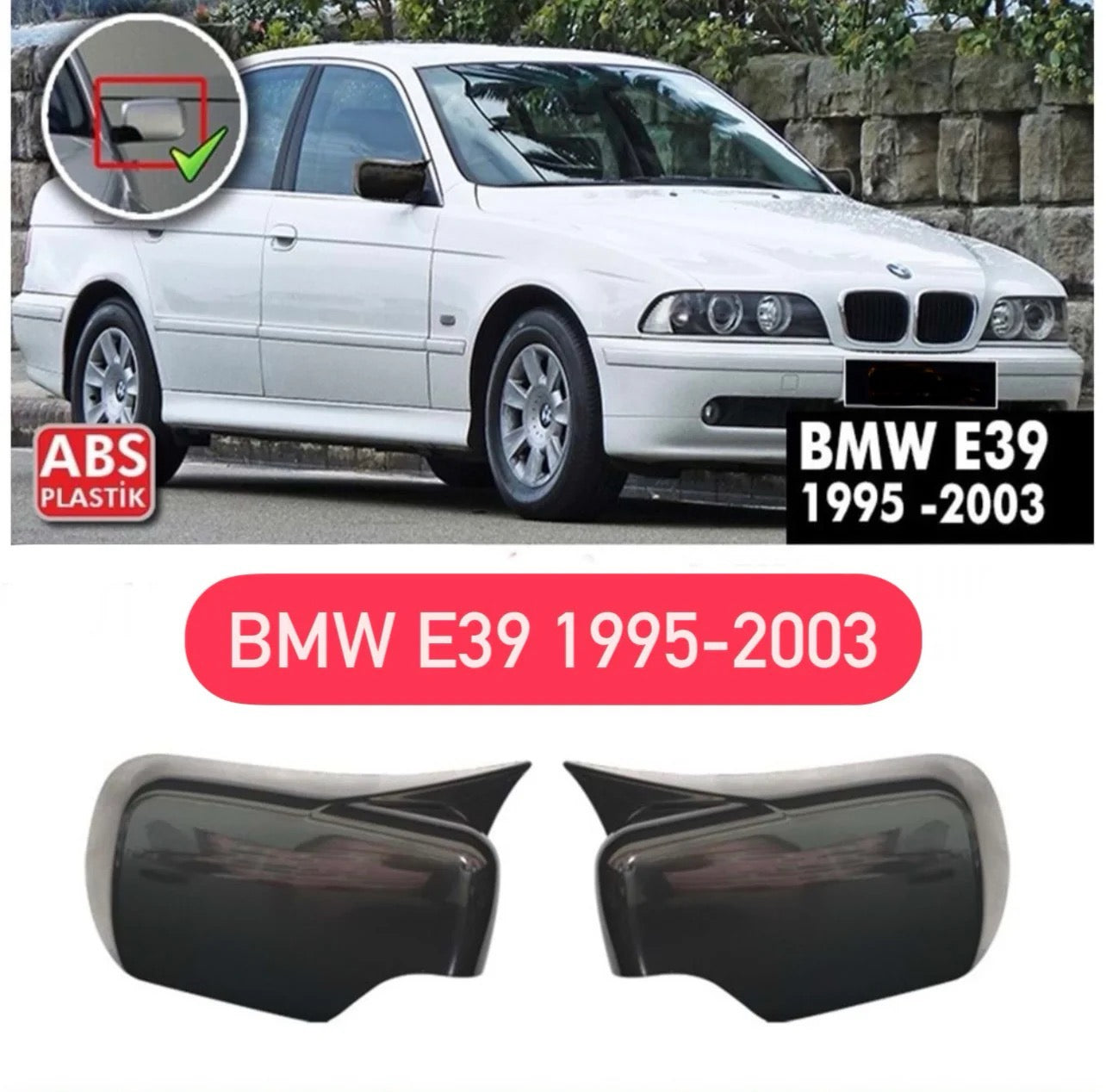 Capace oglindă design BATMAN pentru BMW seria 5 E39 1995-2003 - lac negru piano