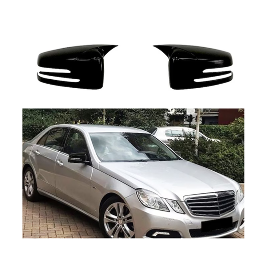 Capace oglinzi design BATMAN pentru Mercedes Clasa E W212 2009-2016 - lac negru piano