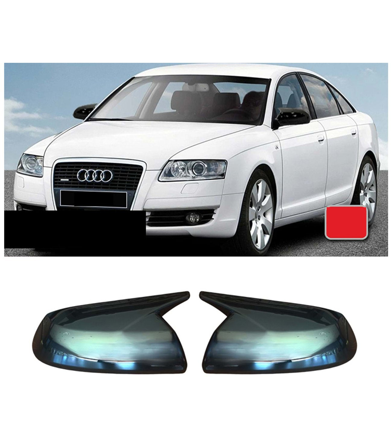 Huse oglindă design BATMAN pentru AUDI A6 C6 2004-2011 - lac negru piano