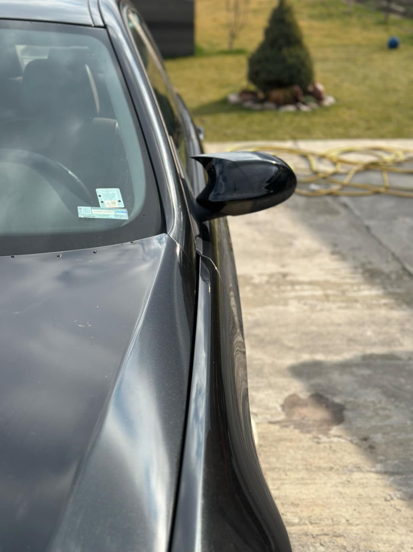 Капаци за огледала БАТМАН дизайн за BMW 3 серия E90 2004-2008 - черен пиано лак